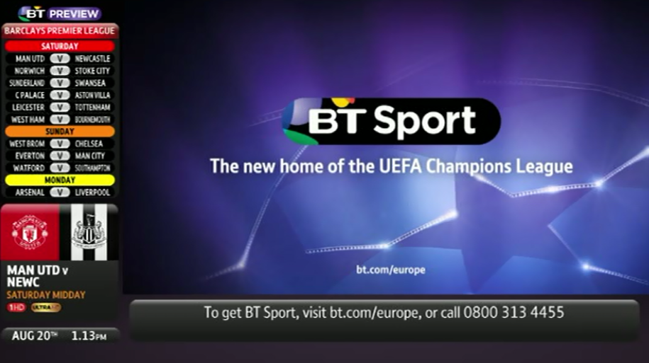 BT showcasing Roma v Barcelona on Freeview a516digital