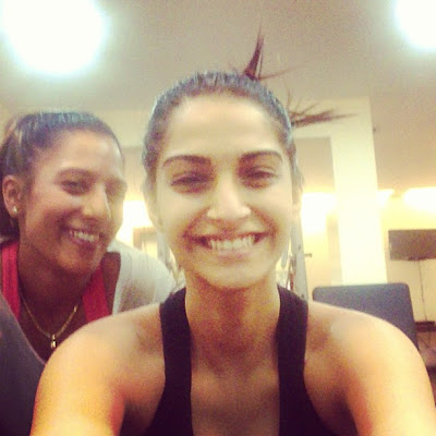 Sonam kapoor with her gym master with @radhikakarle