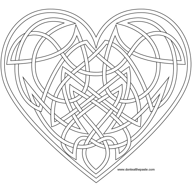 Knotwork heart coloring page- also available as a transparent PNG