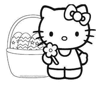 Hello Kitty Happy Easter coloring page for kids