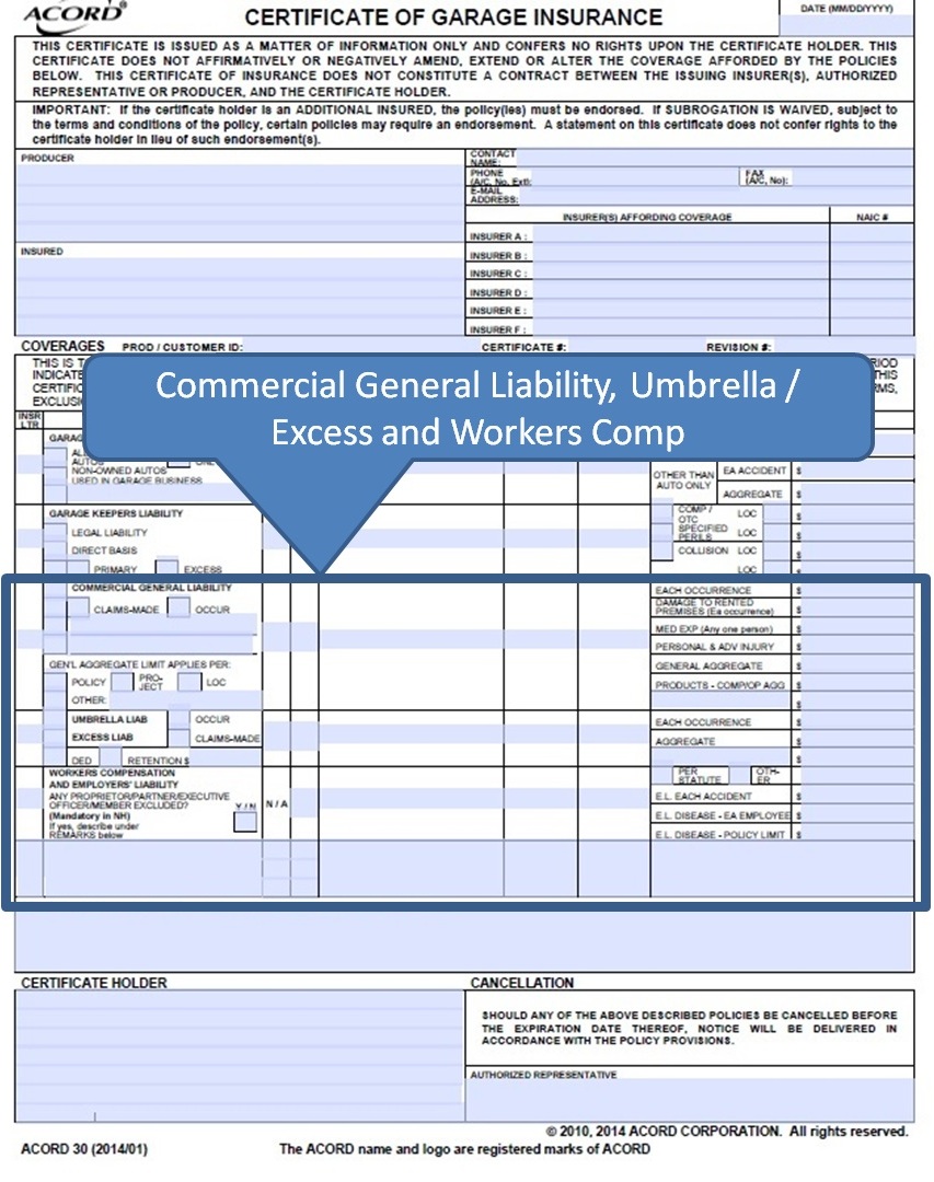 SimplyEasierACORDForms Instructions ACORD 30 General Liability, Umbrella, Workers Comp