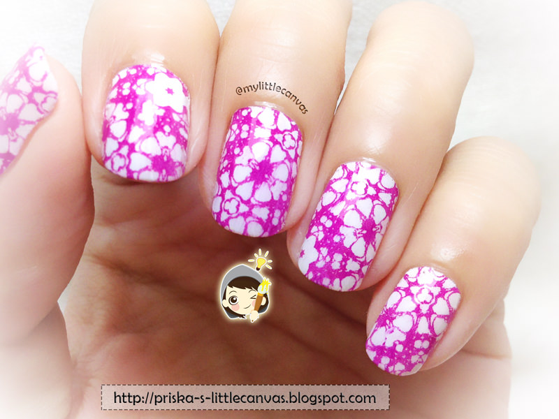 @MyLittleCanvas: Floral Batik Nails in Pink
