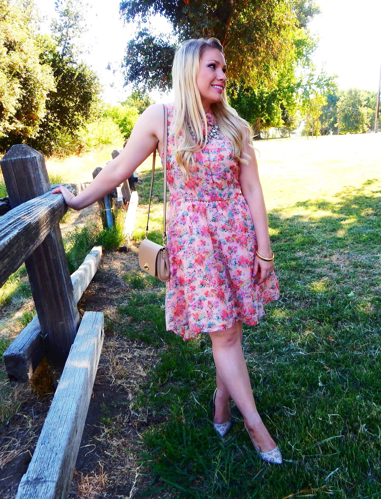 Pink Floral Summer Dress Outfit