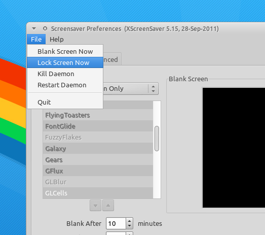 xscreensaver command xscreensaver command