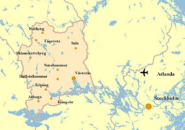 Karta över Västmanland Regionen | Karta över Sverige, Geografisk, Fysisk, Politiska Kartan ...