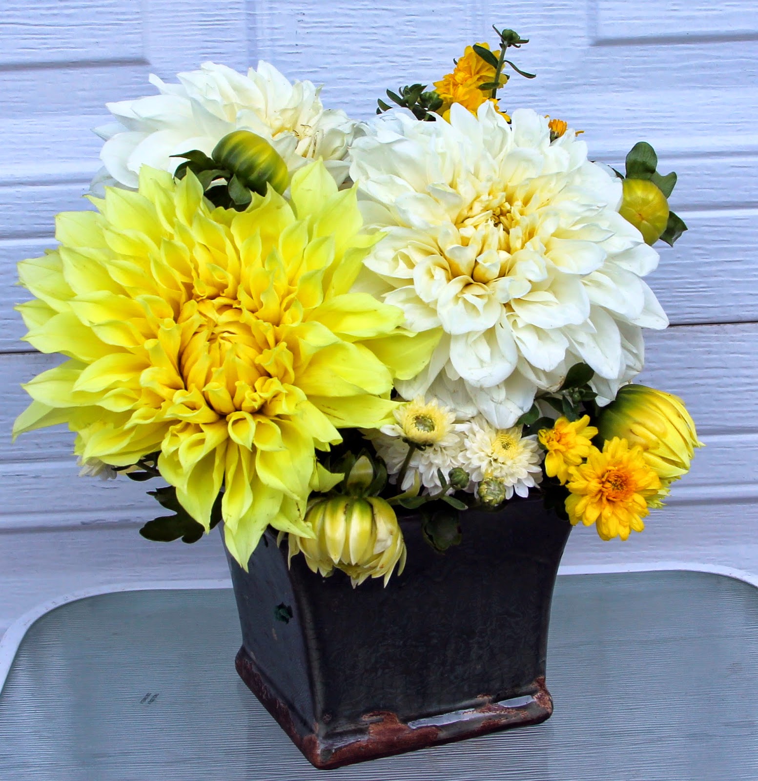 EARLY FALL FLORAL ARRANGEMENTS Dinner Plate Dahlias, Mums and Roses