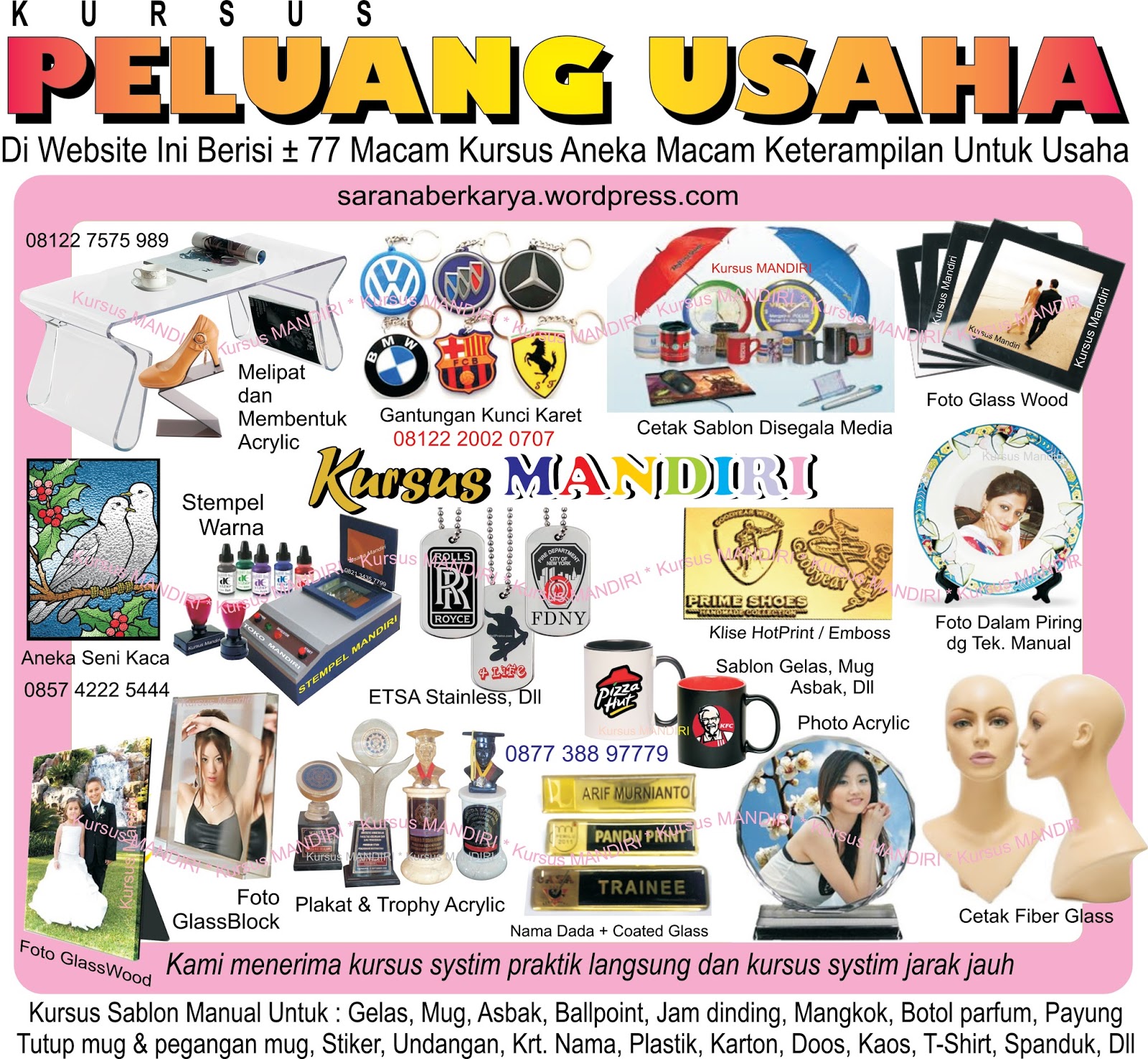 Salon, Bengkel, Percetakan, Sablon, Stempel, Pin http//www.eradiskon