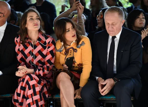 Charlotte Casiraghi and Salma Hayek attend the Gucci show during the Milan Fashion Week Spring/Summer 2016