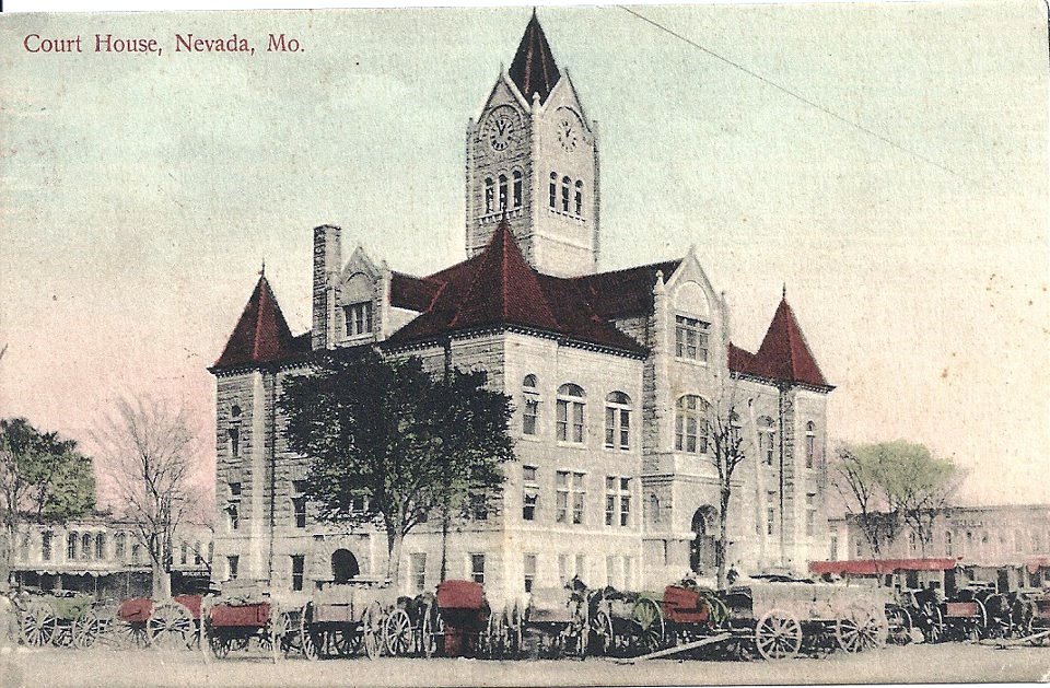 The Nevada Mo Courthouse Postcard 1890's