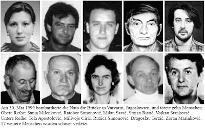 Names of civilinas (Serbs) killed on Varvarin bridge during NATO aggression 