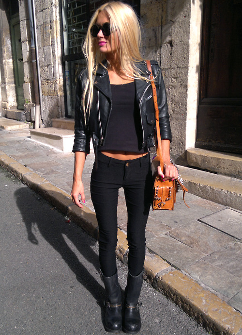 Black Leather Jacket And Jeans