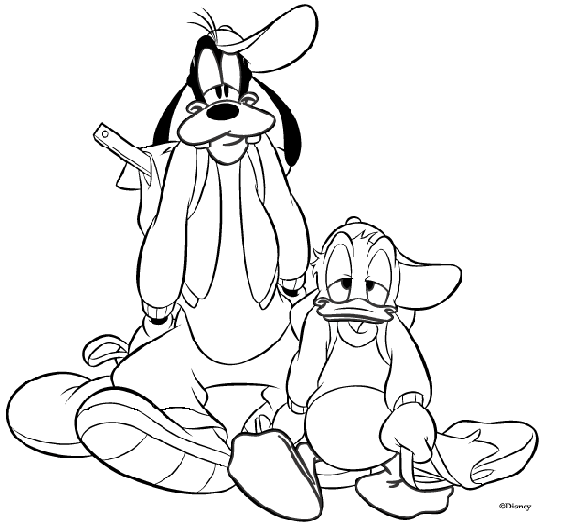 Goofy and Donald to color ~ Child Coloring
