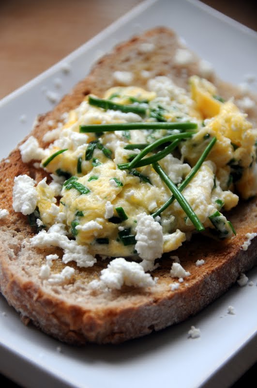 Chive Scrambled Eggs on Rye with Local Goat’s Cheese Ren Behan