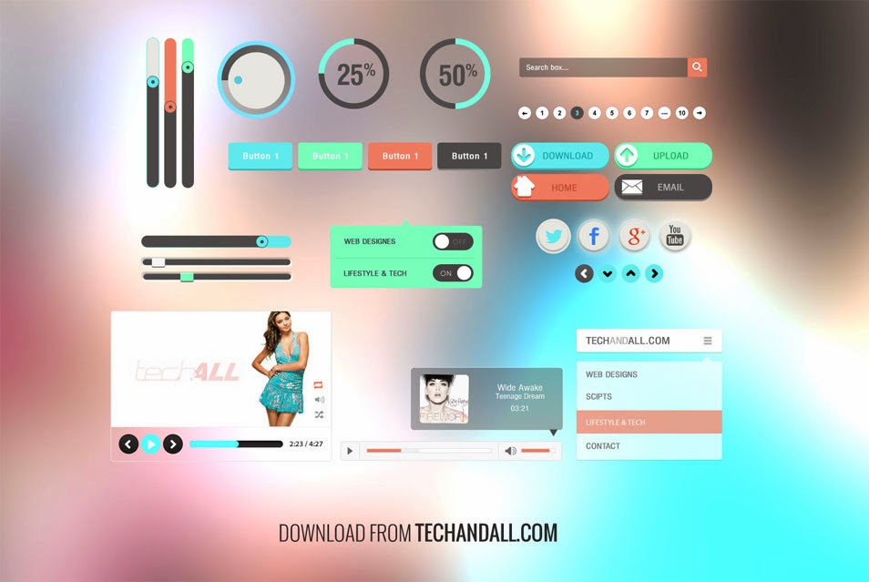 Simple UI Kit with Flat Colors Simple UI Kit with Flat Colors