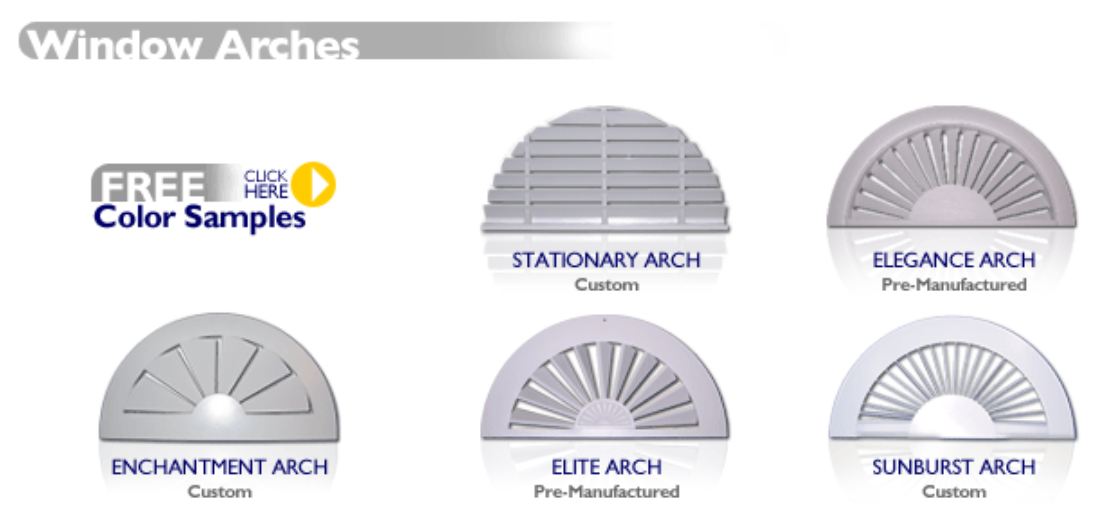You can install these plantation-style arch shutter-y things, but my issues with these are as follows: (1) They look