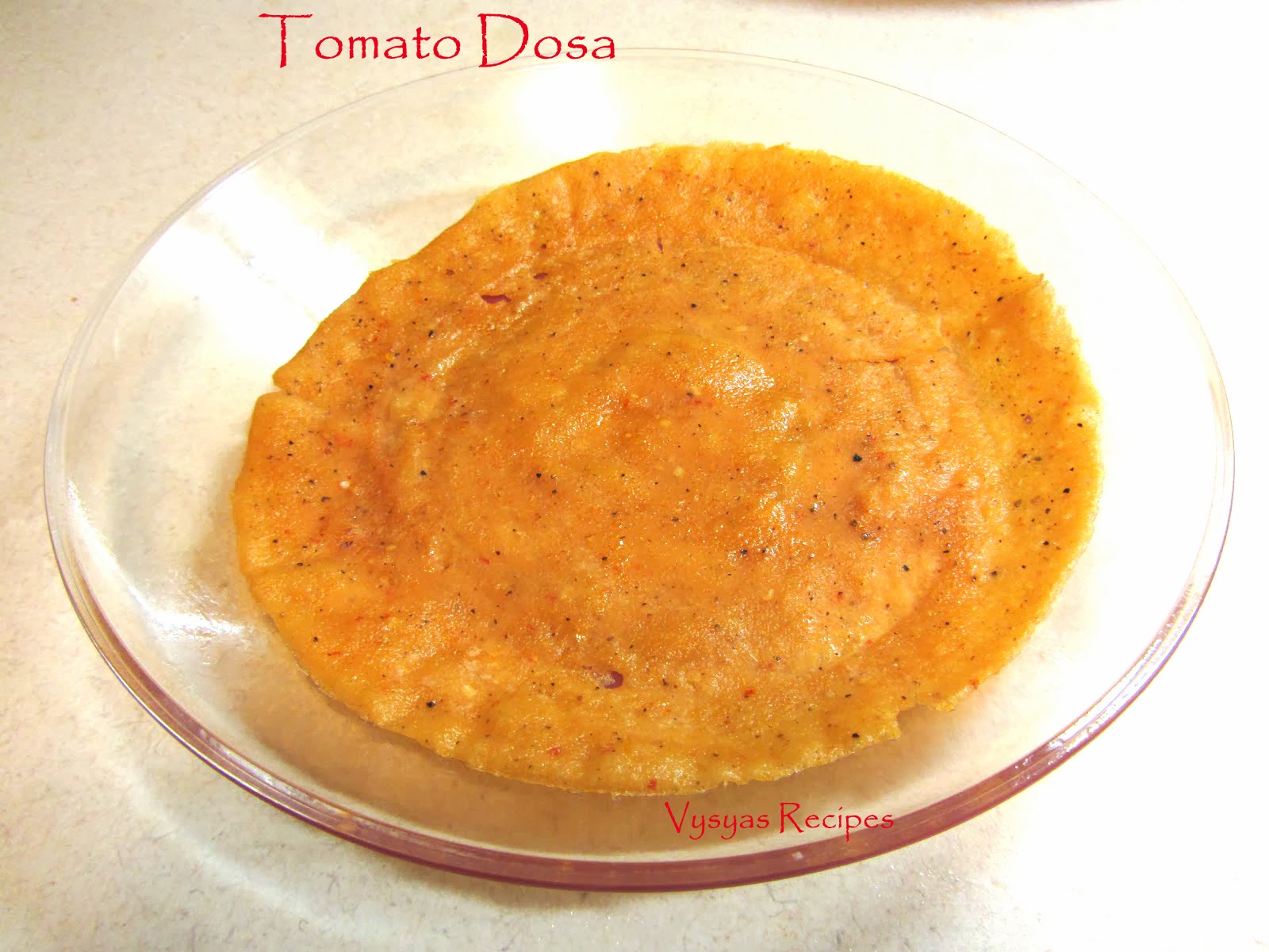 Vysya's Delicious Recipes Tomato Dosa(No fermentation) Tomato Dosa