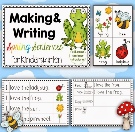 Making and Writing Spring Sentences for Kindergarten {vocab & sentence work}