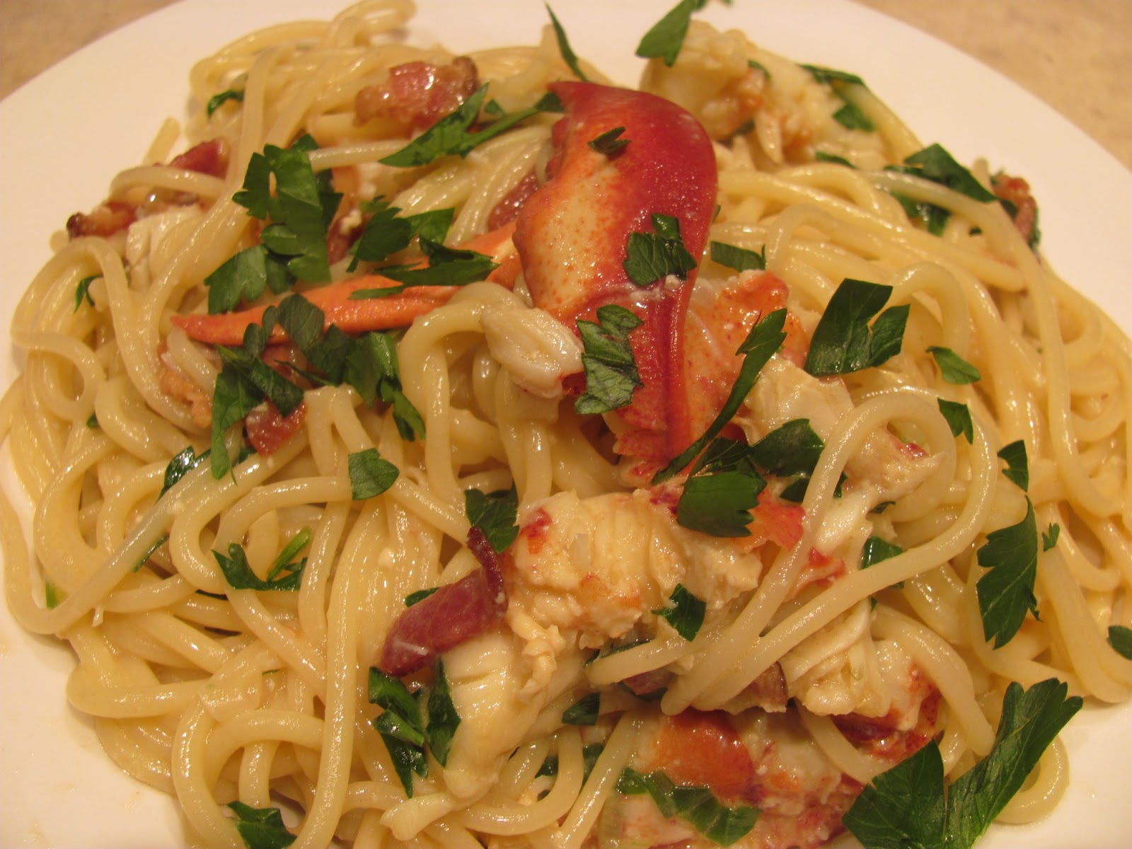 Anecdotes de Cuisine Spaghettis au homard et lardons (du Joe Beef)