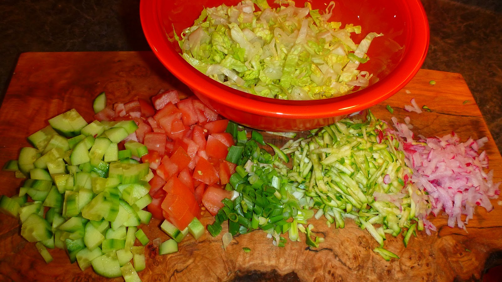 Halibut Nuggets and Chopped Salad