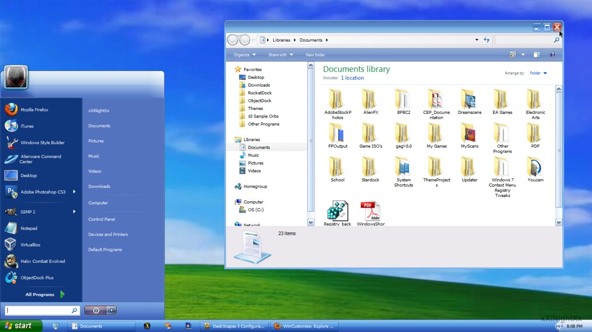 windows xp theme & clock gadget PCලන්තය