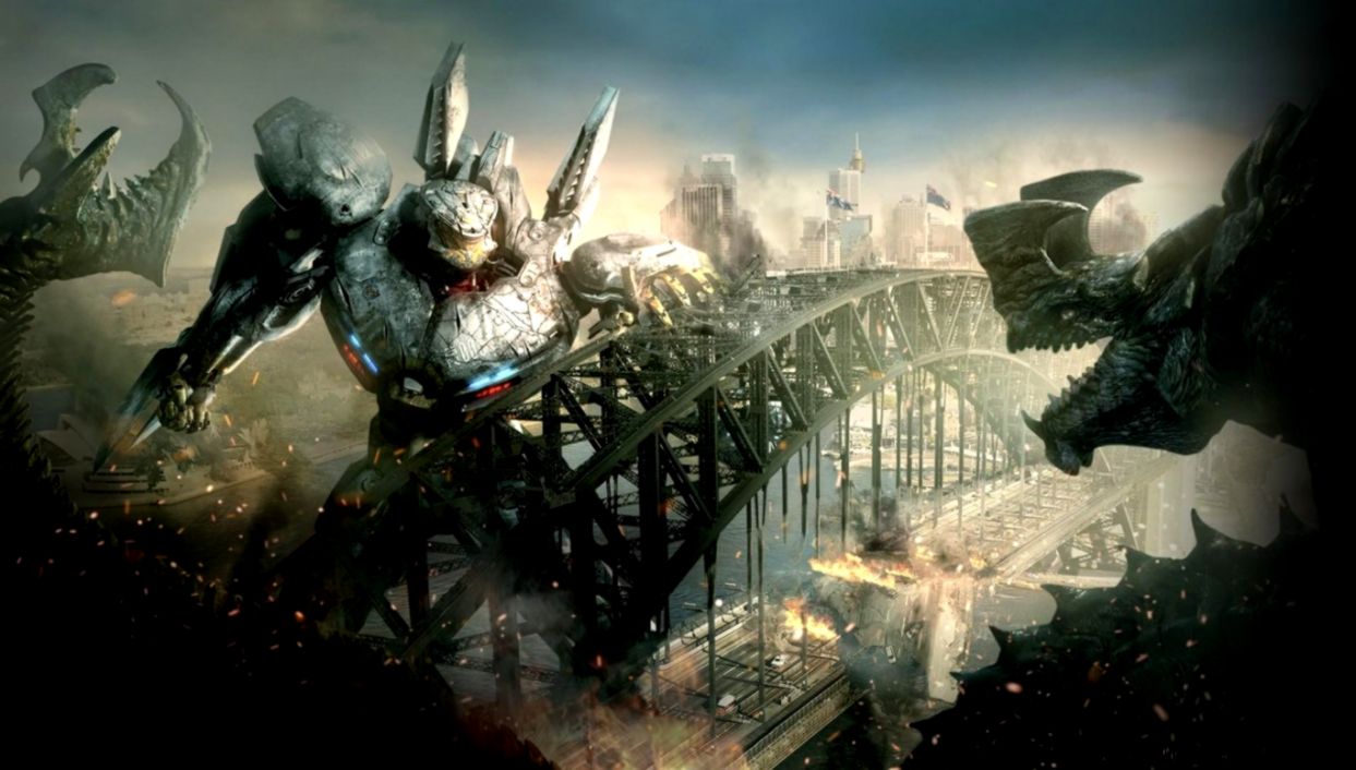 Kaiju Pacific Rim bridges cars destruction 1366x768 wallpaper Kaiju Pacific Rim bridges cars destruction 1366x768 wallpaper