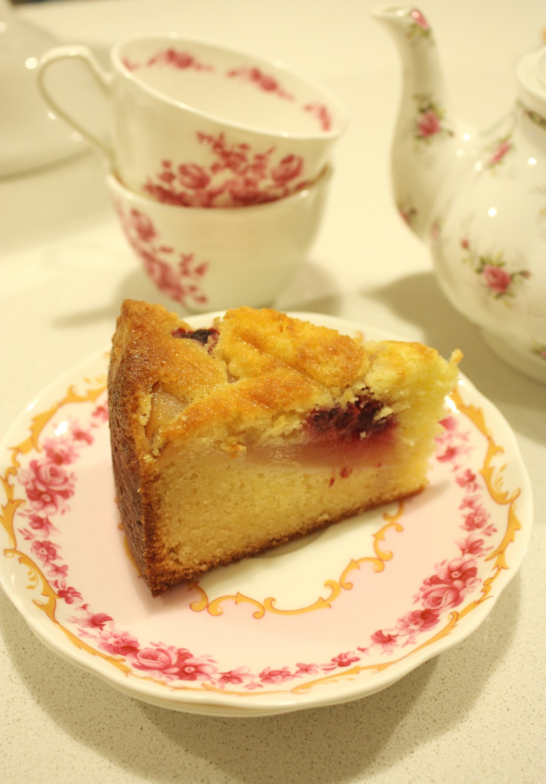 Cake Ink. Pear and raspberry tea cake recipe