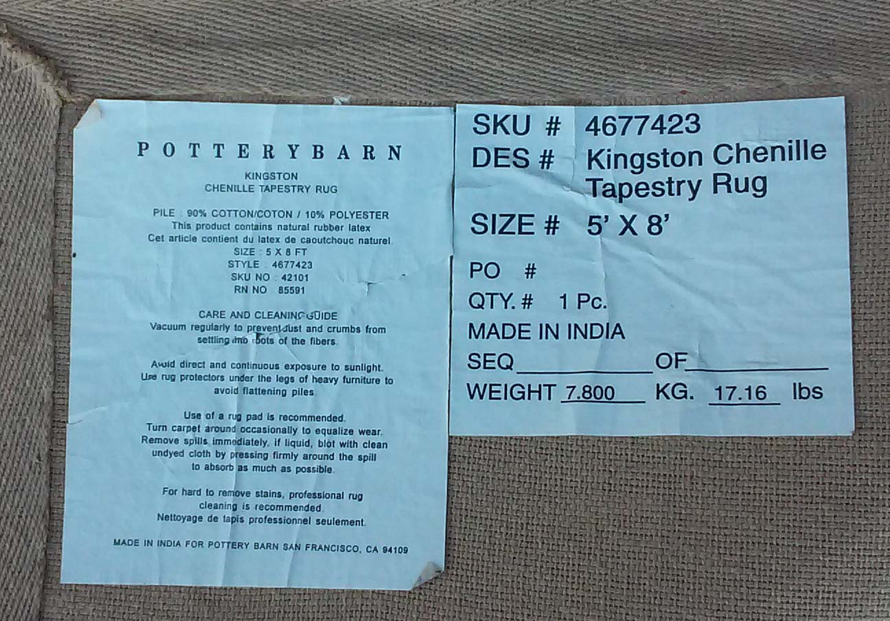 Uhuru Furniture Collectibles Sold Pottery Barn 5x8 Kingston