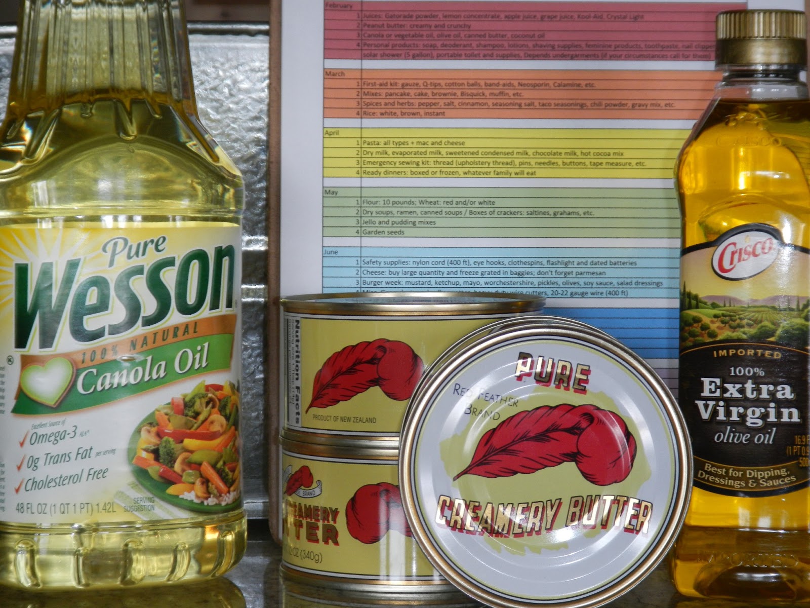 Time of Our Lives February Week 3 Vegetable oil, olive oil, canned butter