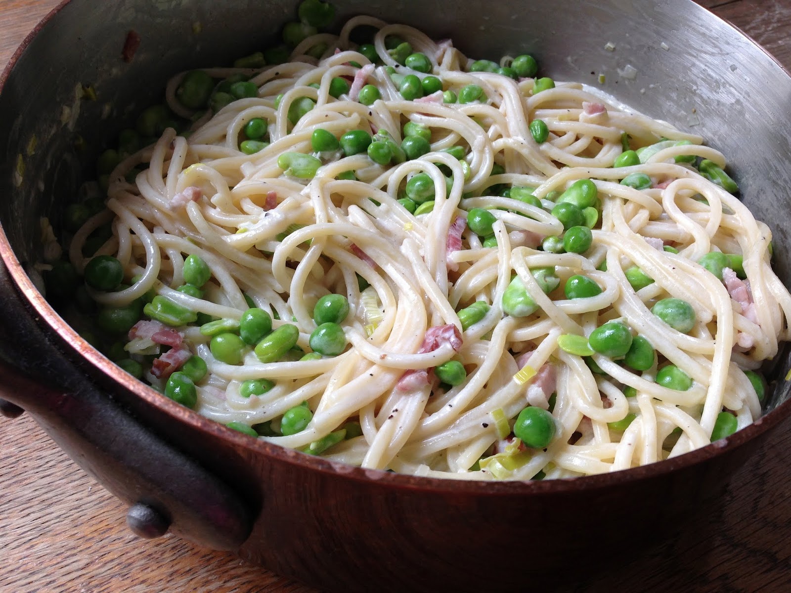 Bolli's Kitchen Spaghetti primavera carbonara....