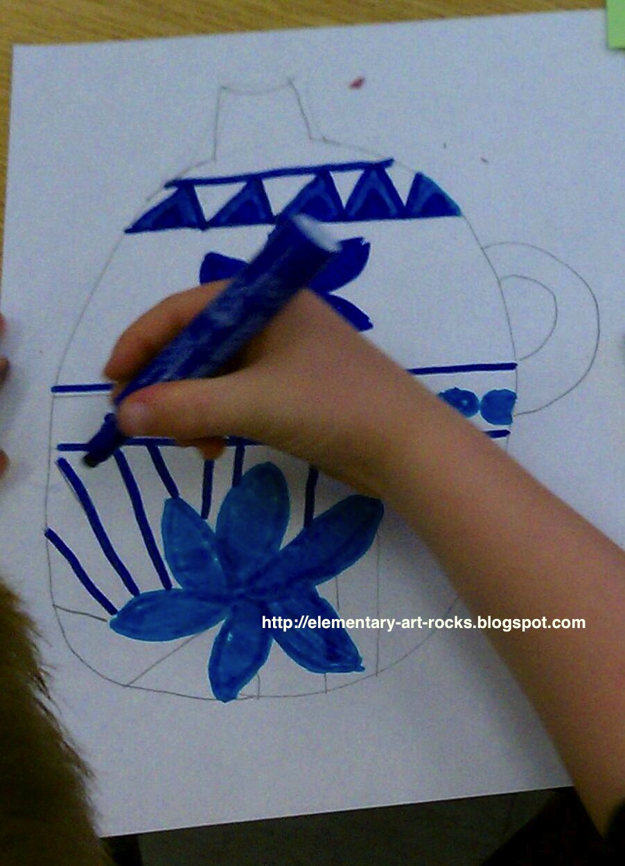 Art Rocks! Grade 1 Blue and White Vases