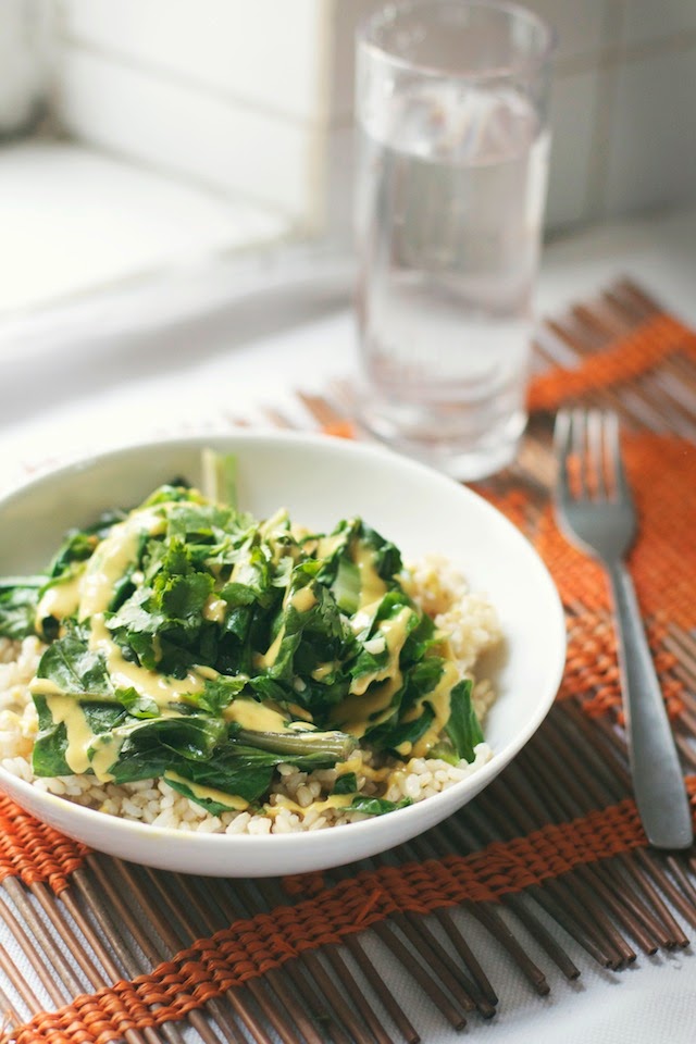 Half Full Garlic Greens & Golden Tahini Sauce