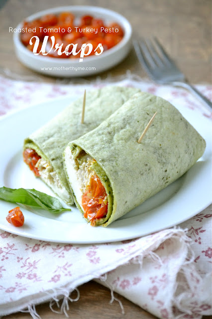 Roasted Tomato and Turkey Pesto Wraps | www.motherthyme.com
