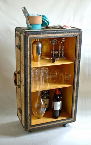 Our Home Bar: Repurposed Steamer Trunk - Hannah and HusbandHannah and  Husband