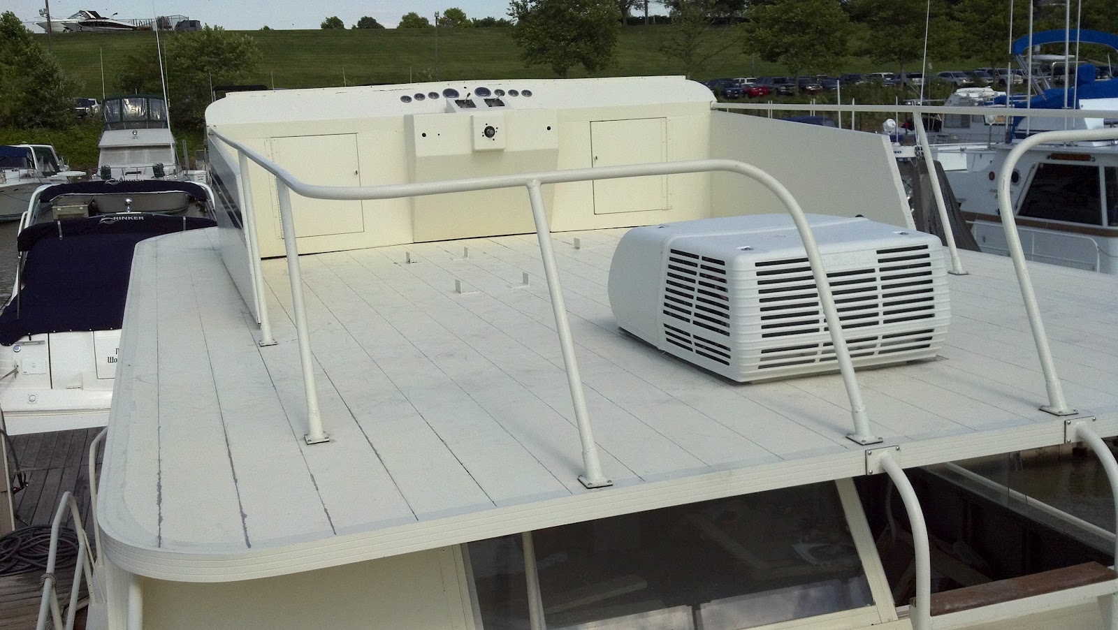 A Boat ReBorn Sealing Seams Fixing leaks in the deck and ceiling.