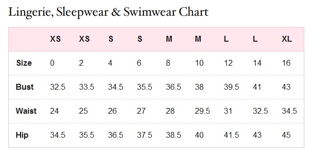 victoria secret bikini top size chart