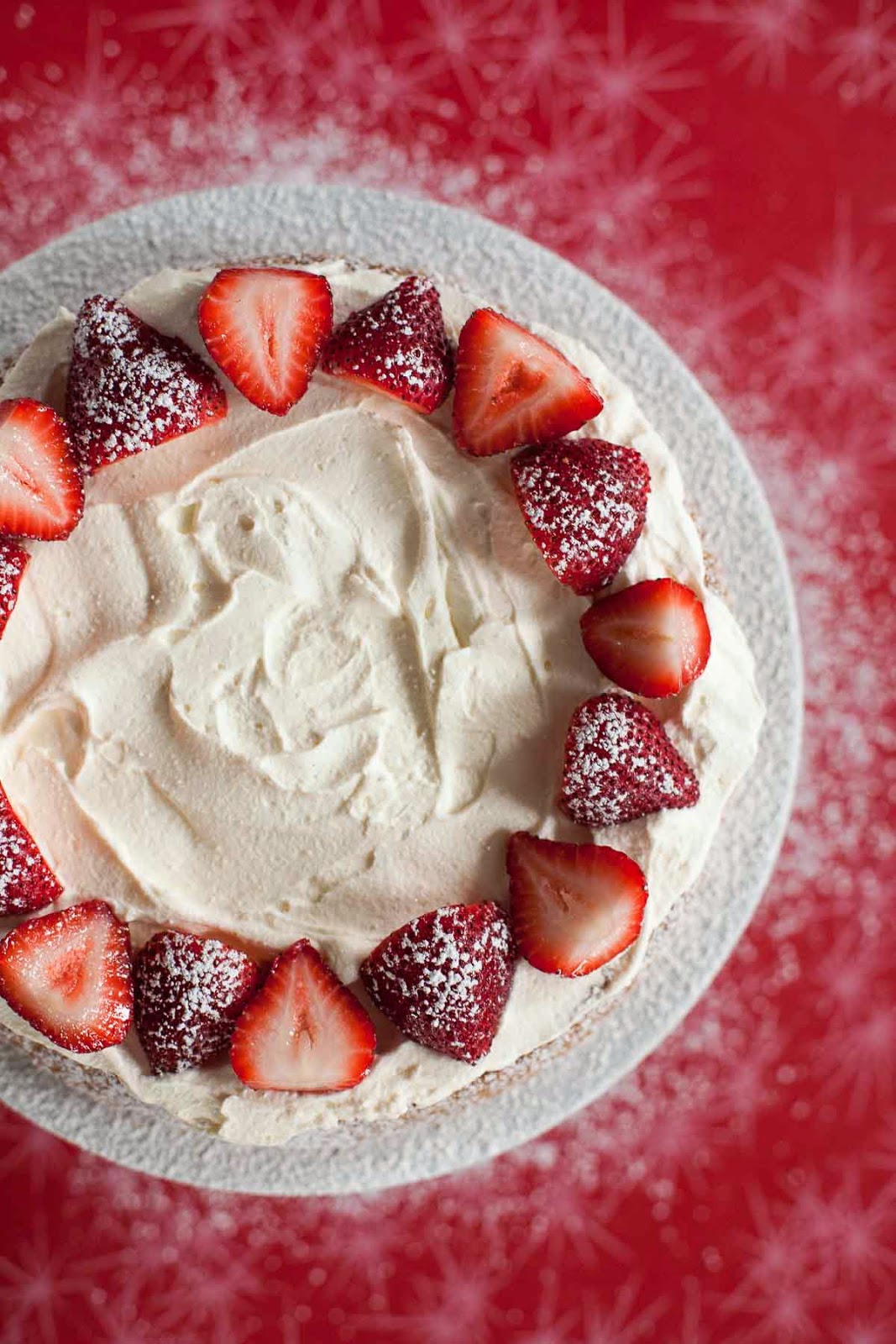 Golden Cake with Strawberries & Whipped Cream (Gluten free, Grain free) | acalculatedwhisk.com