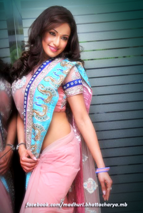Madhuri Bhattacharya  Navel in Saree - Madhuri Bhattacharya Hot Pics from Facebook Page - Prasad Movie Premiere