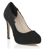 LK Bennett Lace and Black Suede Evening Shoes