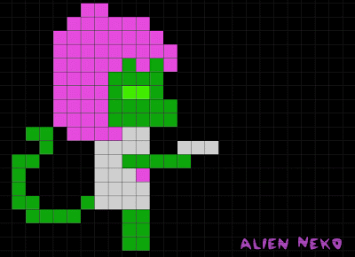 Alien Neko with Laser Pistol 8 bit GIF Animation