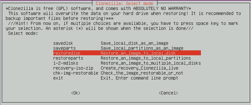 Langkah-langkah restore Clonezilla 2 Langkah-langkah restore Clonezilla 2