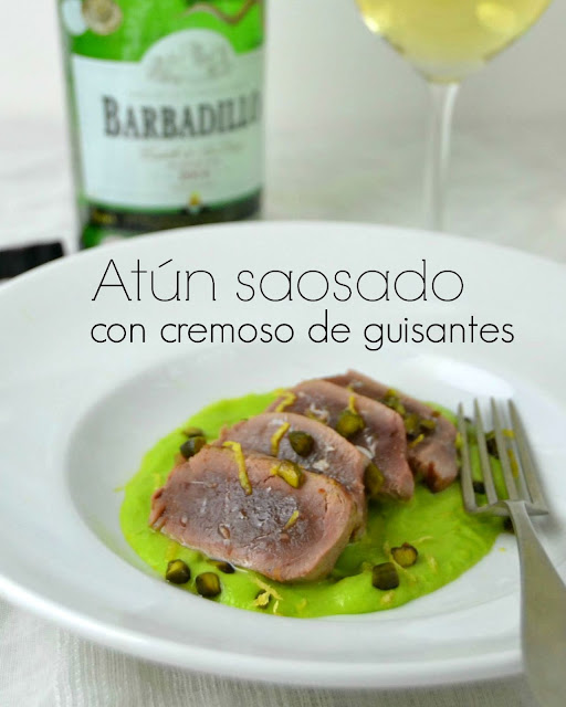 Atún Rojo Saosado Al Punto De Sal Con Cremoso De Guisantes
