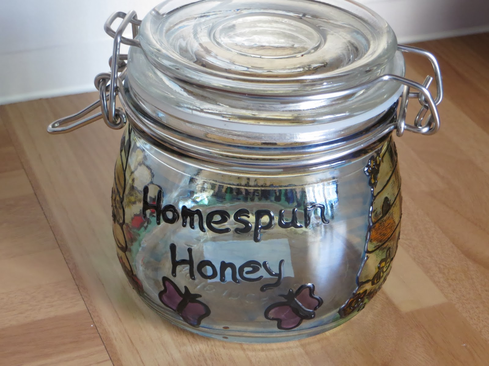 Home-made raffle prize, hives and bees, homespun honey