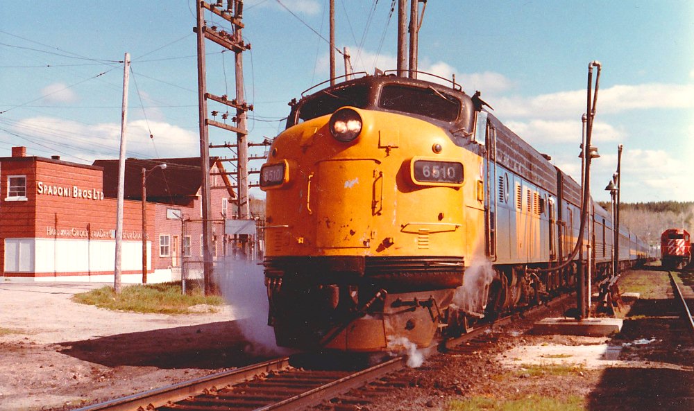 Original Slide VIA FP9A 6530 W/3 Car Passenger Train In 1988 At Mimico ON 