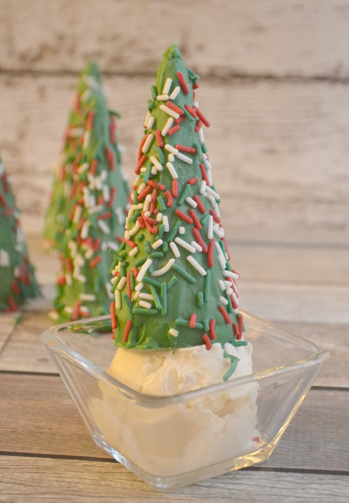 Candy Coated Christmas Trees & Santa Hats Ice Cream Toppers Building