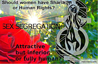 Sharia restricts Human Rights and promotes supremacism (drawing 1979 and photo 2012, by P. Klevius)