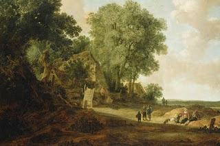 Pieter Molijn: 'Landscape With Cottage and Figures'