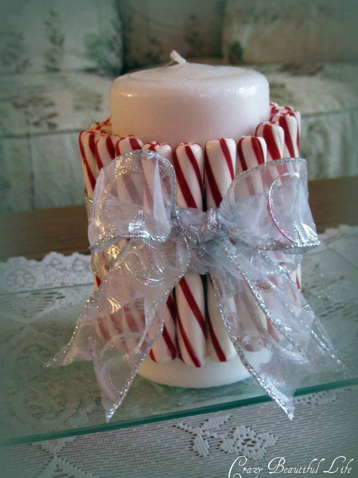 Glitter Glue and Paint Holiday Candle Decor