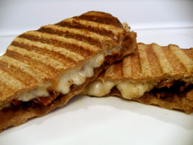 3-Cheese Onion Bacon Jam Panini's.  You want this in your belly NOW!  OMG- so good! What's not to love about melted cheese, bacon, and onions?   #KaceyCooks