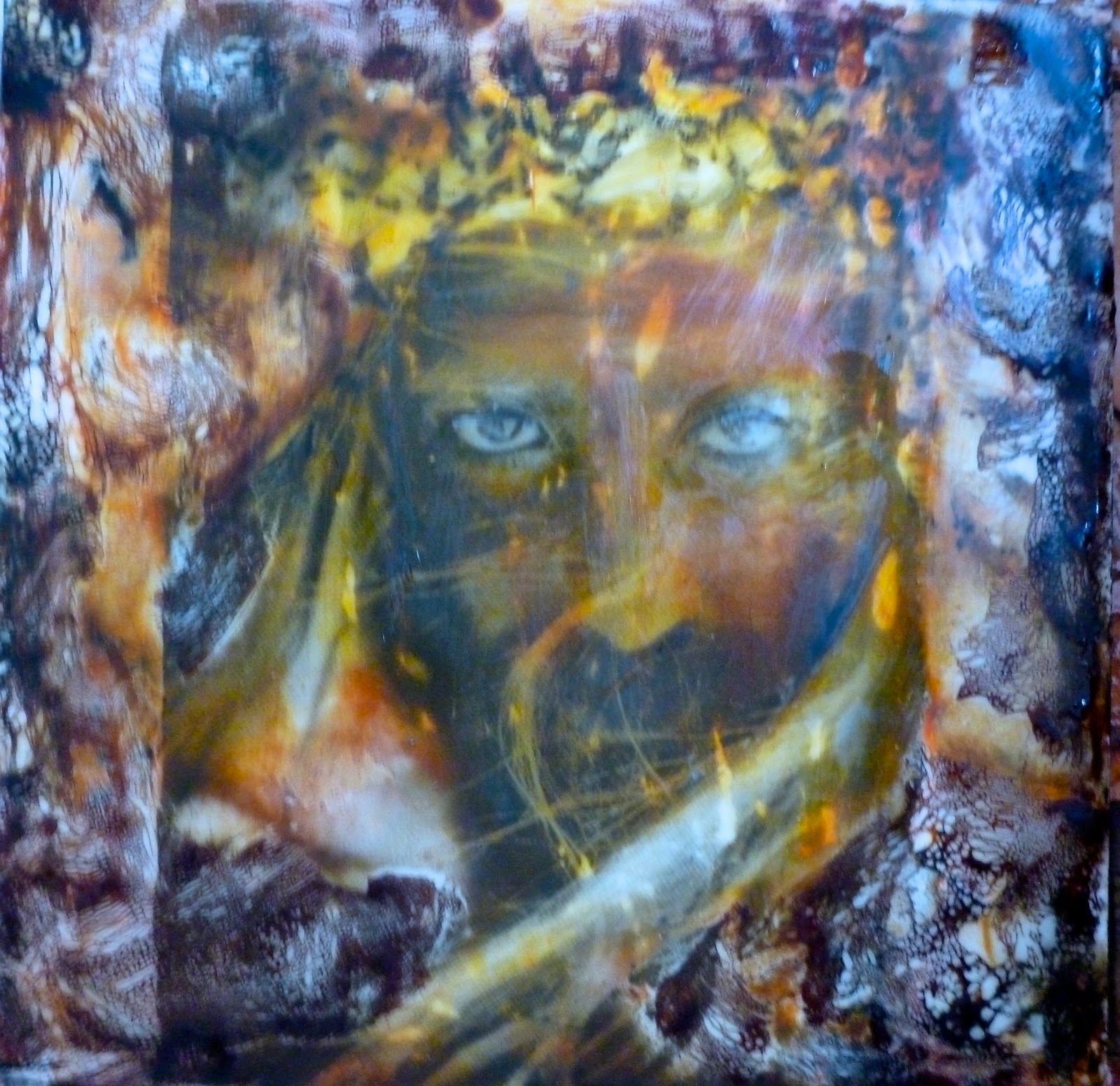 60 Years of Making Art transfers on encaustic and shellac burn