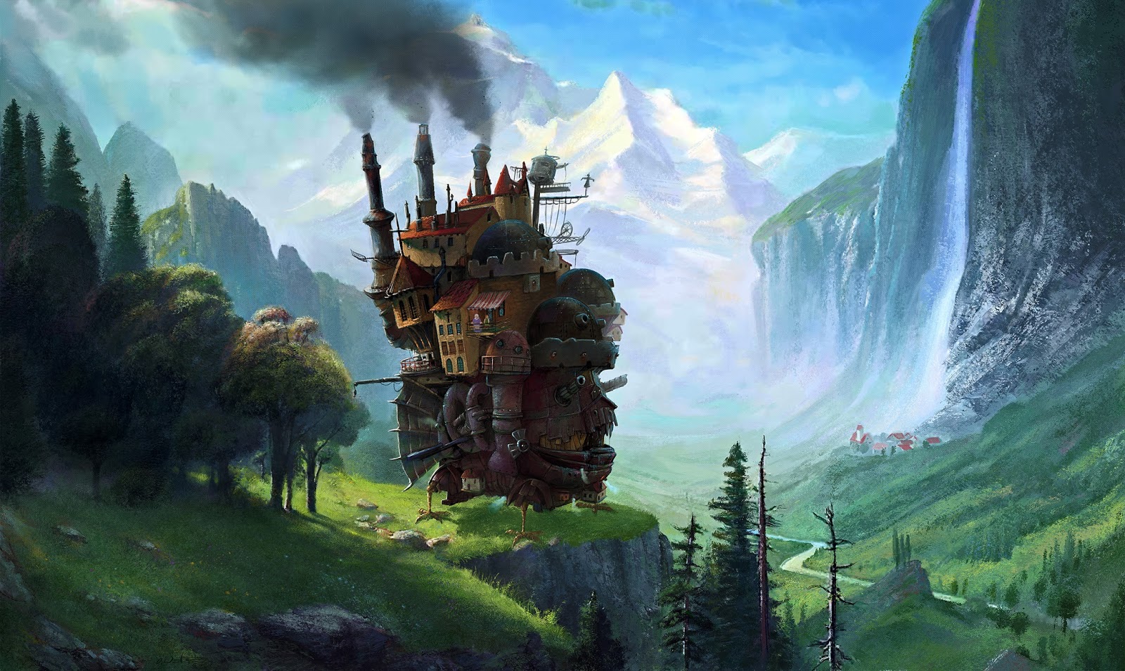 Howls Moving Castle at Staubbach Falls ~ The Art of Fantasio